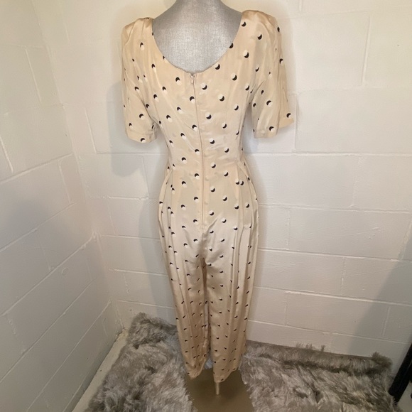 Vintage Jennifer L Silk Polka Dot Wide Leg Jumpsuit size 8 - Picture 9 of 12